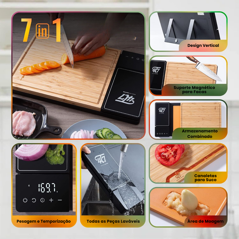 SmartChef Board - Tabua de Cortar Inteligente 4 em 1 com Balança (Pré-Black Friday)