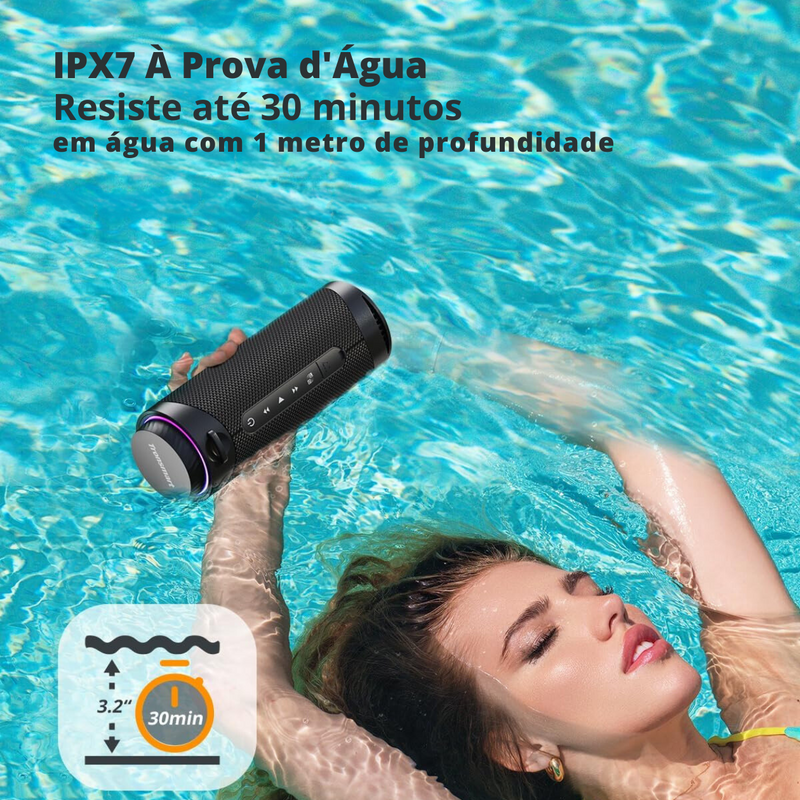 Caixa de Som Bluetooth T7 - 30W de Potência a Prova d'água (ÙLTIMAS UNIDADES)