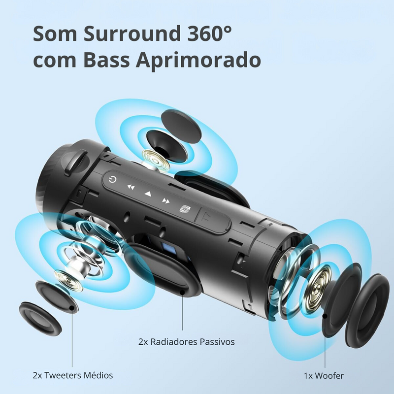 Caixa de Som Bluetooth T7 - 30W de Potência a Prova d'água (ÙLTIMAS UNIDADES)